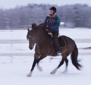 Kingston och Anna-Karin i snögalopp, vintern 2005.